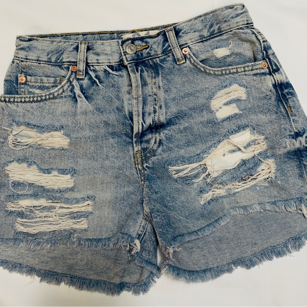 Twenty Blue Distressed Jean Shorts Cut-Off Style